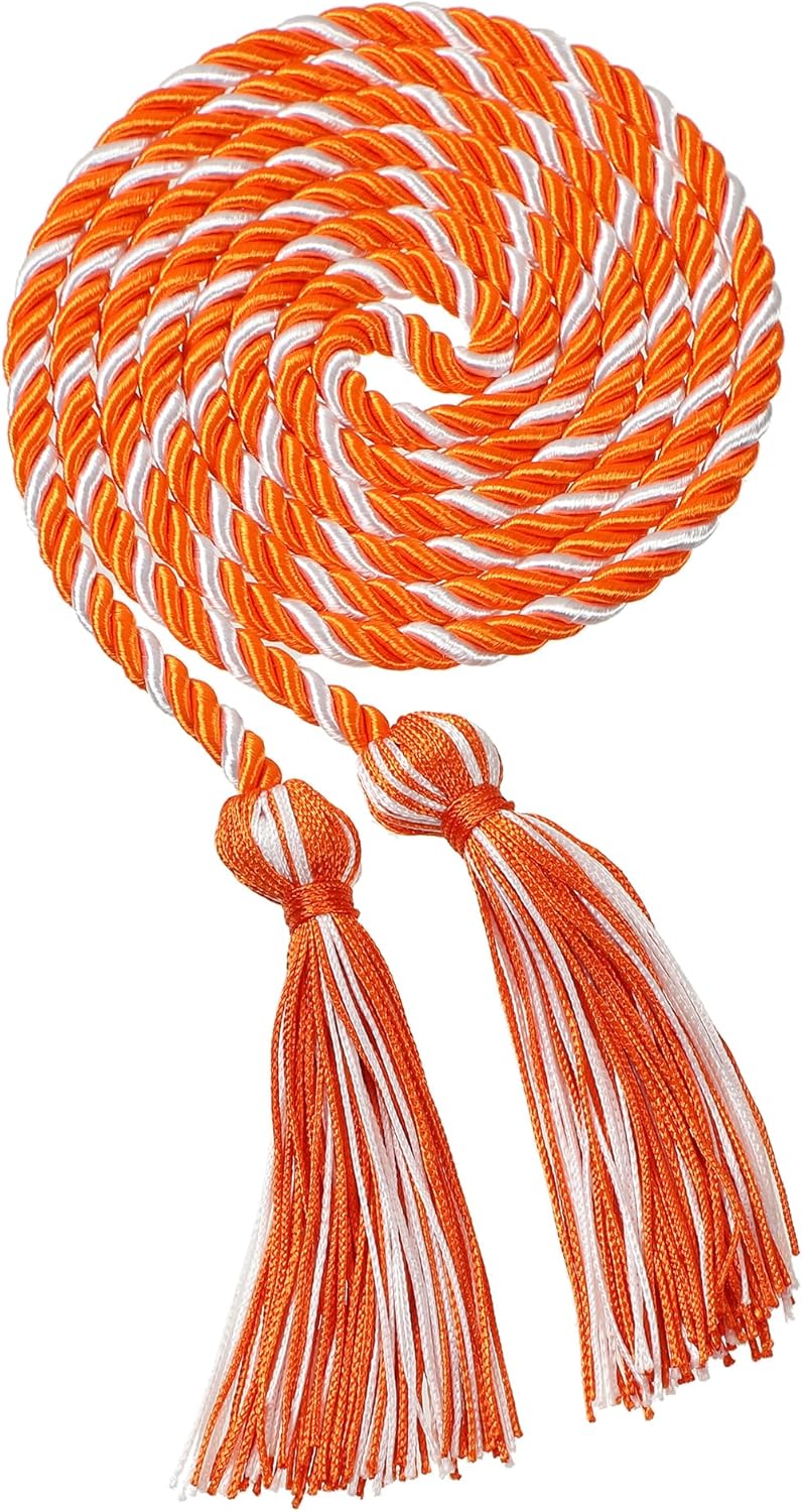 Erligo 2Pcs Graduation Multi Color Braided Honor Cords with Tassel for High School Bachelor Master Doctor 68" Long (Orange White) - Image 2